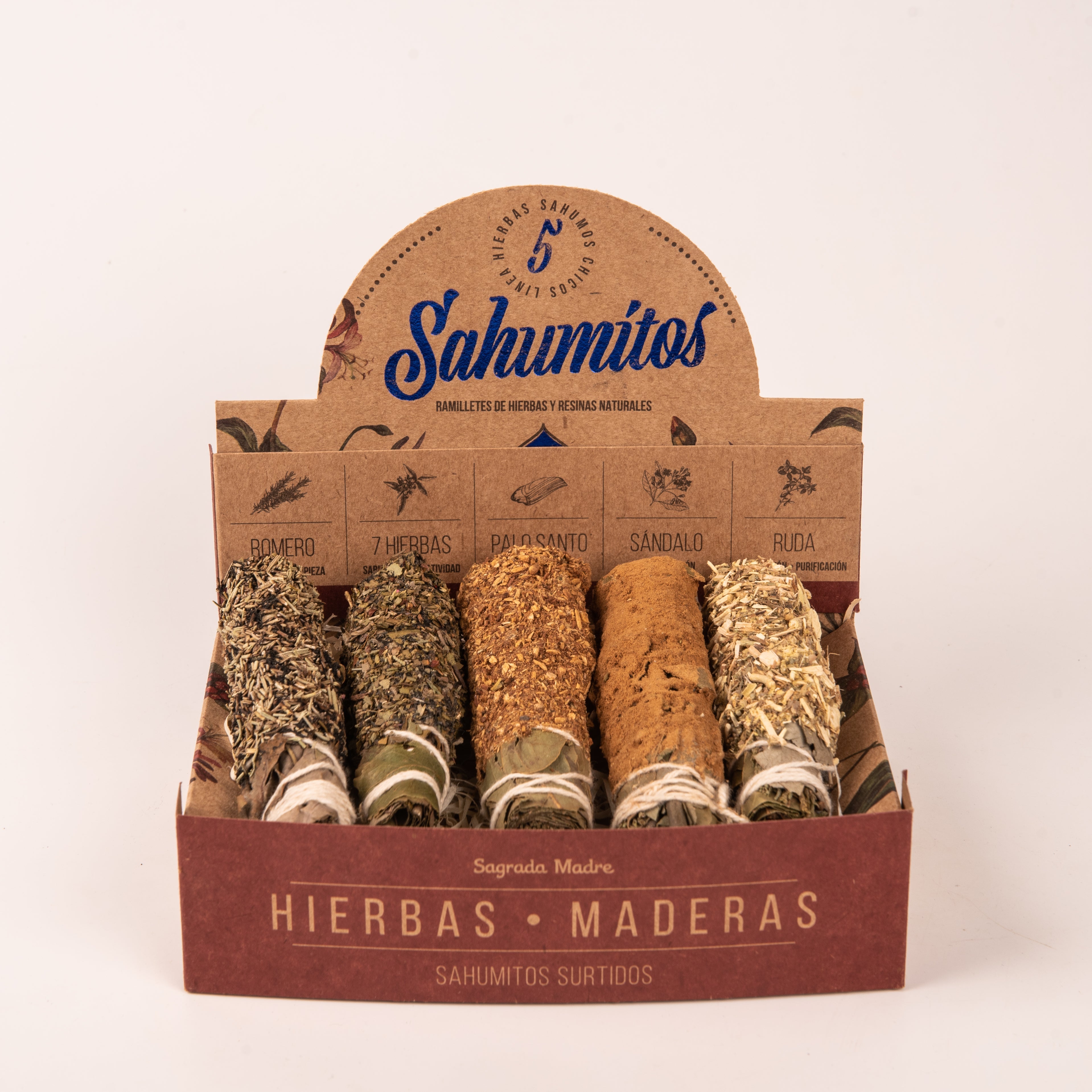 Sahumitos Surtidos Hierbas y Maderas x5 - Sagrada Madre Chile