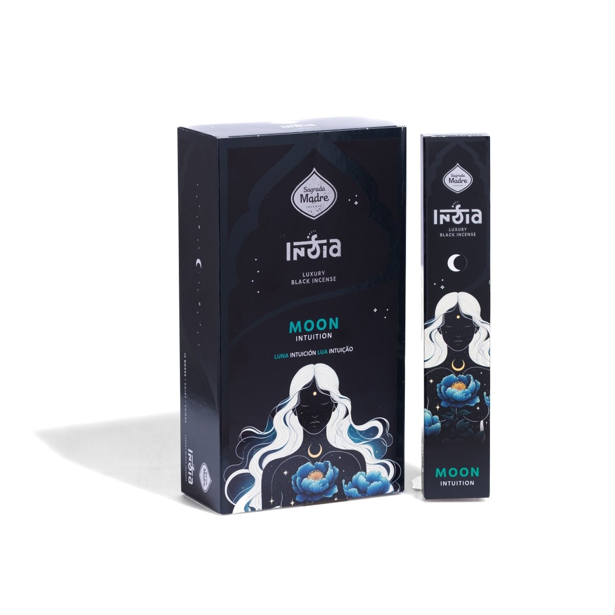 Box Sahumerio Varilla India Black Luna 12 Unidades - Sagrada Madre Chile